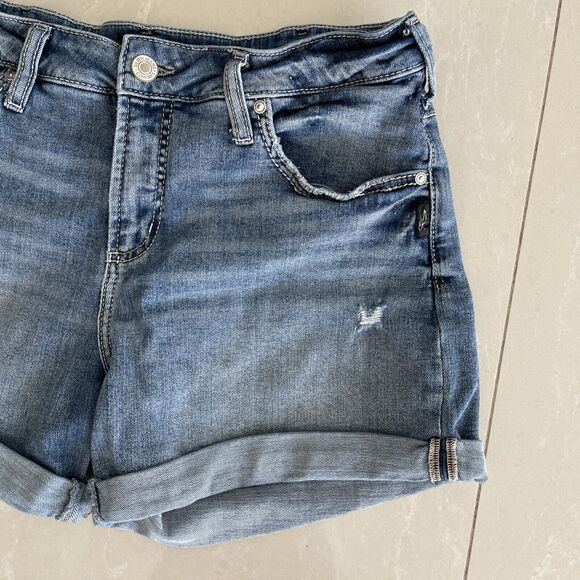 Silver Jeans Co. Distressed Cuffed Boyfriend Jean Shorts Sz 32, #L53608EAE205 - Picture 3 of 10